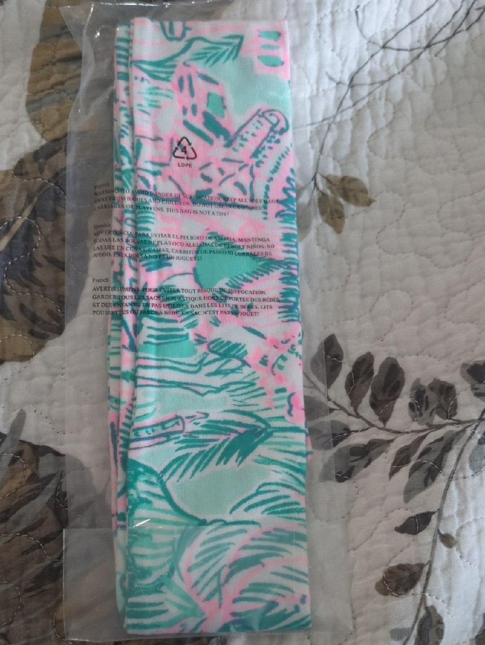 Lilly Pulitzer Camelflage Pink & Teal Tropical Palm Headwrap - Picture 3 of 3